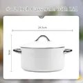 Minimalist white 7.2 inch ceramic soup pot with silver handles and lid, 24.5cm diameter - Misty Illusion - Soup Pot with Lid