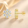 Boucles d'oreilles fleurs en argent 925 avec moissanite et finition dorée - E15249 Style Cluster Floral (Or)