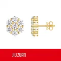 Elegant 925 sterling silver moissanite flower stud earrings in gold finish - E15249 Floral Cluster Style (Gold)