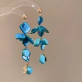 Boho-Stil blaue Perlenohrringe mit goldenen Akzenten und Muschelanhängern für Damen - 23# Stil (Silber Ohrringpfosten) / Blau