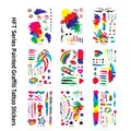 Colorful 9-piece set of rainbow graffiti temporary tattoos for festivals and parties - Graffiti Combination Set Random Delivery / 14.5*21CM