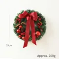 25cm Weihnachtskranz mit roten Schleifen, Beeren und Zapfen, Gewicht ca. 200g - 25cm Rote Schleife