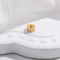 Perla cilindrica dorata in argento S925 con zirconi cubici per creazione gioielli DIY - Oro Zirconi Bianchi 4mm