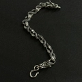 Men's silver dragon bone chain bracelet with twin dragon heads and S-hook clasp - No.3 Dragon 21cm