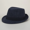 Cappello fedora vintage in lana a quadri stile inglese da uomo con tesa e fascia. - M（56-58cm） / Grigio