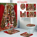 Detailed Christmas bathroom set including 4 pieces with snowman and tree pattern - Christmas Snowman (24-2) - 3 Piece Mat Set