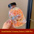 1000 petits élastiques à haute élasticité couleurs macaron dans un flacon de lait - Bouteille / Petit Biberon Couleurs Crème (1000 Pièces)