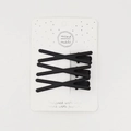 Three-piece matte black criss-cross hair clips on white card packaging for women - Black Cross Set