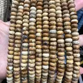Map stone abacus beads with natural beige and brown textures for DIY jewelry - 5*8mm (approx. 73 pcs/strand) / Jasper