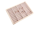 Wooden jewelry tray with soft grey velvet lining featuring 40 slots for ring storage - Pine Wood Bead Velvet 40 Slots Bangle Tray