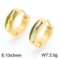 Golden huggie hoop earrings with iridescent inlay for men and women 13x3mm - Gold-Iridescent Style(KE118295-TGD)