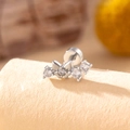 Silver butterfly ear stud with clear cubic zirconia stones and flat back screw post - Butterfly Style - Single Piece (A369)