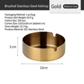 Brushed gold stainless steel ashtray in medium size with a 10cm diameter and durable finish - 10cm / Gold