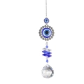 Blue Evil Eye crystal suncatcher with silver metal frame and faceted glass pendants - Evil Eye