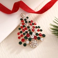 Christmas tree brooch with red and green crystals on a gold base with velvet ribbon - BR0034-Christmas Tree 1