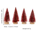 Set of 4 red mini Christmas trees with white snow coating and wooden bases, 10.5cm tall - Set of 4 / Wine Red with Snow