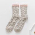 Warm coral fleece socks for women winter thick plush cozy home floor sleep socks gray - One Size (35-42) / Khaki