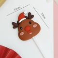 Cartoon reindeer soft silicone cake topper with red hat, size 3.6cm by 3.8cm - #6002 Cartoon Reindeer with Hat
