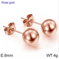 Minimalist 8mm rose gold stainless steel ball stud earrings with polished mirror finish - 8mm / Rose Gold