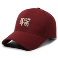 Classic burgundy baseball cap featuring premium 3D AK letter embroidery and curved brim - Adjustable / Red