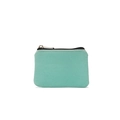 Minimalist mint green canvas coin purse with durable texture and black zipper closure - Turquoise Green