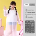 Waterproof ivory white EVA rain poncho for children showing size chart and dimensions - Kids One Size / White (Kids)