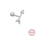 Arrow shaped S925 sterling silver stud earring with sparkling cubic zirconia on white background - Style 16 (Single) - Arrow