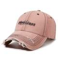 Distressed pink baseball cap with pinecrest embroidery and vintage washed cotton finish - Adjustable / Pink