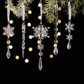 Set of 5 clear acrylic Christmas ornaments featuring snowflake and icicle shapes - Snowflake And Icicle Pendant Set / Clear