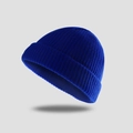 Deep blue knit beanie cap featuring vertical ribbed texture for men and women - One Size / Royal Blue