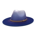 Cappello da cowboy in feltro con sfumatura viola e blu e cinturino in pelle marrone - Decorazione Cintura Sottile Cachi / Blu Reale/Sfumatura Viola Chiaro