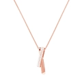 Elegant rose gold S925 silver necklace featuring a geometric ribbon pendant with zircons - Rose Gold Plated 925 Sterling Silver/Zirconia / Rose Gold