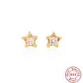 Sparkling S925 sterling silver star stud earrings with gold plating and clear zircon stones - 925 Silver / Gold #4