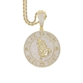Men's hip hop gold shield medallion necklace with praying hands and cubic zirconia - n992 Gold (with 60cm Chain)