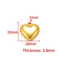 Golden heart-shaped stainless steel pendant with beaded edge, size 18x19x2.8mm - Gold Polished Smooth Heart 19mm