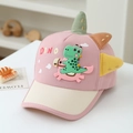 Detail of pink cartoon dinosaur baseball cap with 3D colorful horns for kids - 52cm (3-6 Years) / Pink