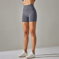 Women's high-waisted fitness yoga shorts in dark grey with a seamless peach lift fit - Light Grey Blue