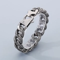 Pulsera cubana de 18mm para hombre en plata envejecida con grabados de hojas clásicos - 21cm / Plata Antigua