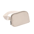 Riñonera deportiva de nailon beige con correa ajustable y cierre de cremallera resistente - Blanco