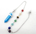 Turquoise chakra helende kristallen hanger met zeven gekleurde edelsteen kralen - B22-Lichtblauwe Steen