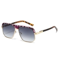 Occhiali da sole aviator oversize con lenti sfumate e montatura in metallo tartarugato - Occhiali da sole / Montatura Leopardata Viola Lenti Sfumate Grigio