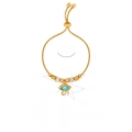 Gold plated snake chain bracelet featuring blue evil eye charm with crystal accents - Oil Drip Evil Eye Style (E439) / Gold