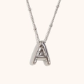 Chic silver balloon-style letter A necklace in polished stainless steel with star motifs - Steel-A