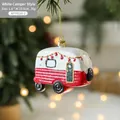 Addobbo natalizio camper vintage rosso e bianco appeso a un pino, misura 8x10,5 cm - Stile Auto Bianca