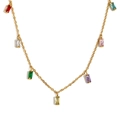 Collier en titane doré avec pendentifs multicolores en cristal de zircon rectangulaire - Collier Pendentif Zircon