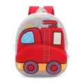 Kids plush fire truck backpack featuring soft red fabric and detailed embroidery - Fire Truck