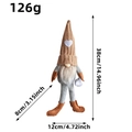 Knitted gnome plush with brown heart hat and gray body, 38cm height size detail - Brown Male