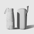 Mini portable flat folding umbrella in elegant white with a hardshell zipper storage case - Flat Six-fold White Card Holder With No Strap.