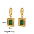 Elegant emerald zircon huggie earrings in polished gold stainless steel for women - Emerald Square Earrings (TE6289)