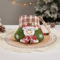 Christmas gift bag with 3D snowman, red green tartan pattern and snowflake embroidery - H-21 Snowman Handbag